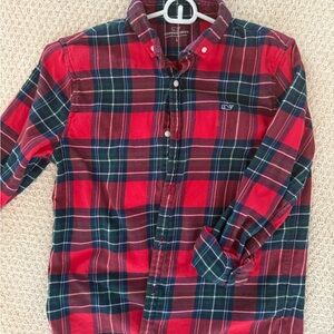 Vineyard Vines Kids Red and Blue Plaid Flannel Shirt